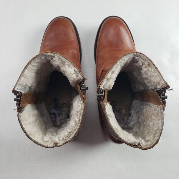 Freebird Alamo Leather Ankle Boot Womens 8 Brown Wool Lined Side Zip Weathered - Picture 11 of 14